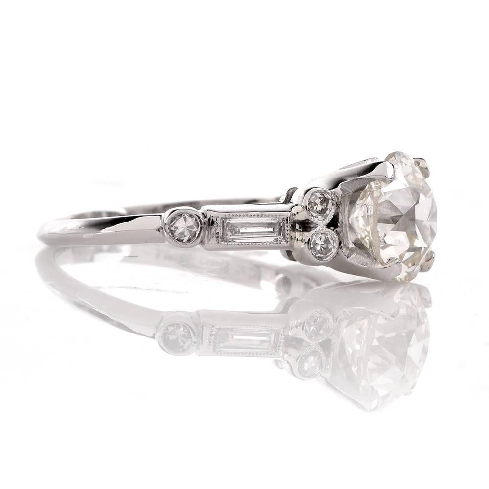 Antique Art Deco  Diamond Platinum Engagement Ring 1
