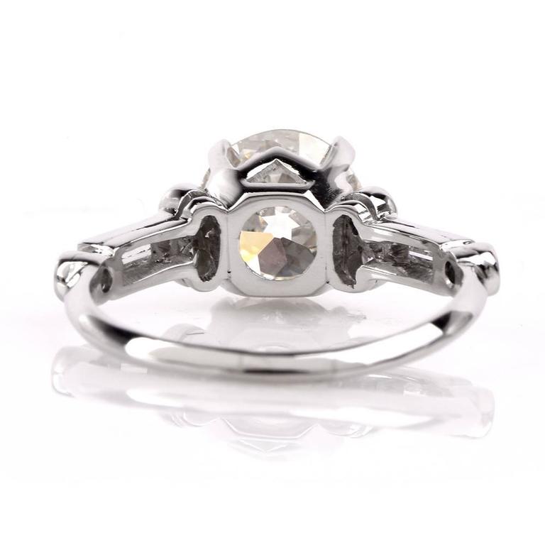 Antique Art Deco Diamond Platinum Engagement Ring For Sale at 1stDibs