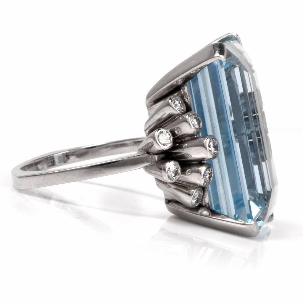 Women's Fine Aquamarine Diamond Platinum Ring