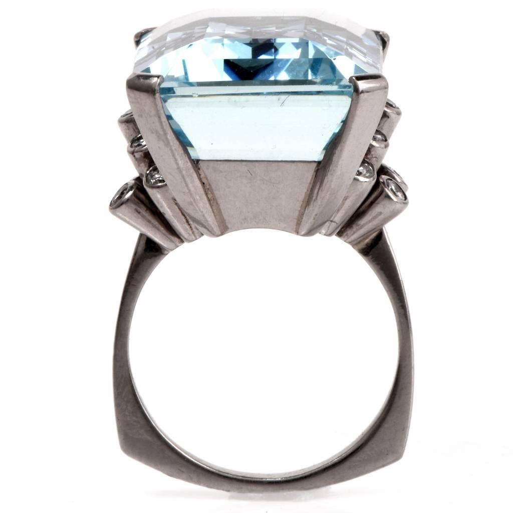Fine Aquamarine Diamond Platinum Ring 2