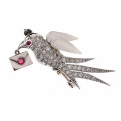 Diamond Pearl Dove Carrying  Love Letter  Pin