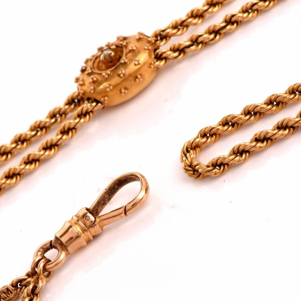 Ladies Gold Twisted Rope Pattern Slide Chain 4