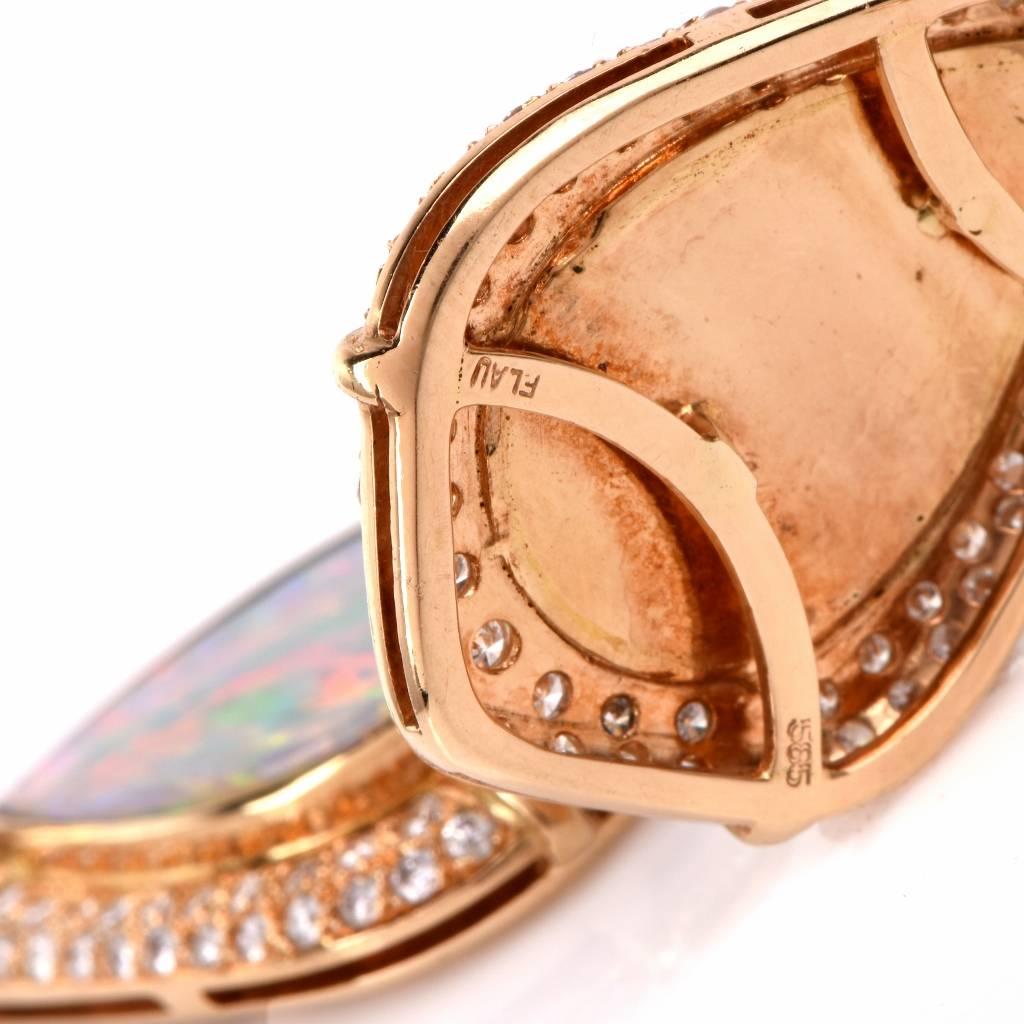 Women's Opal Diamond Gold Pendant Earrings