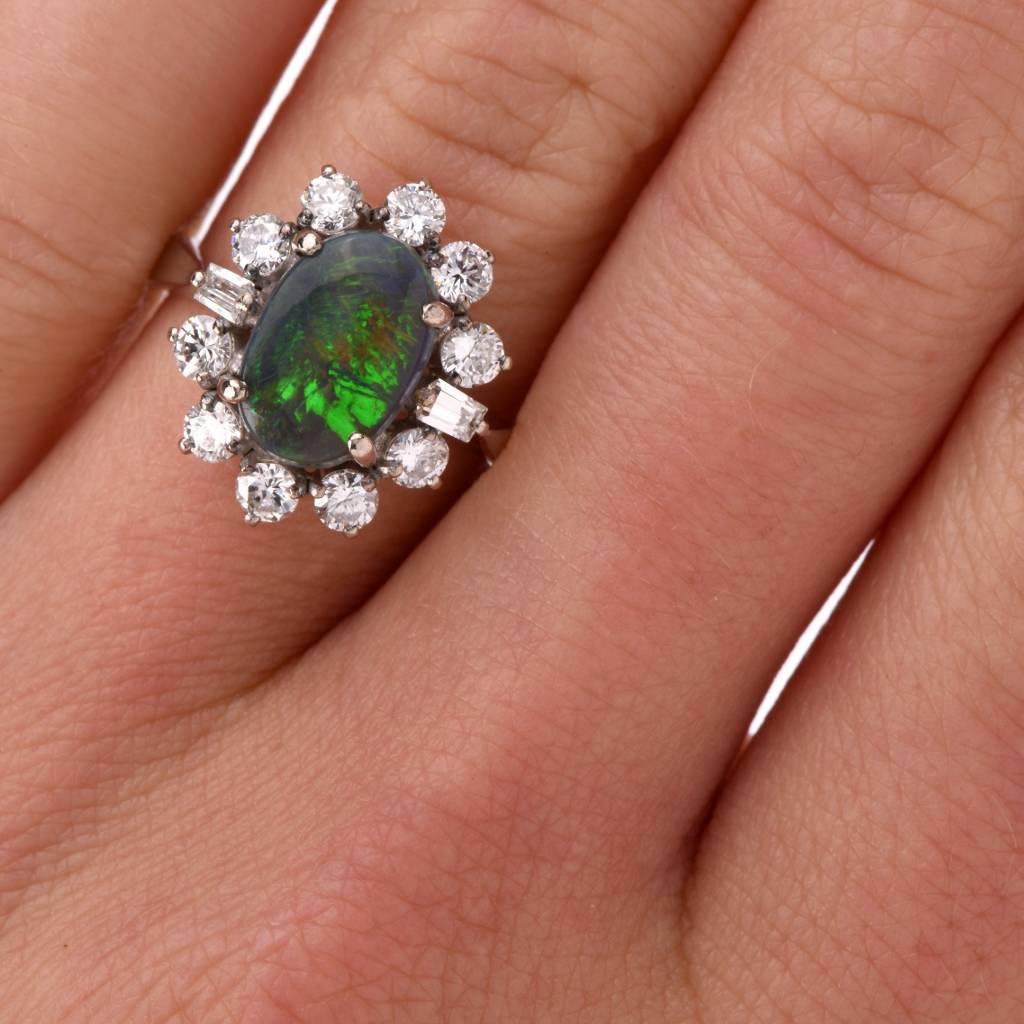 1960s Opal Diamond Gold Ring 4