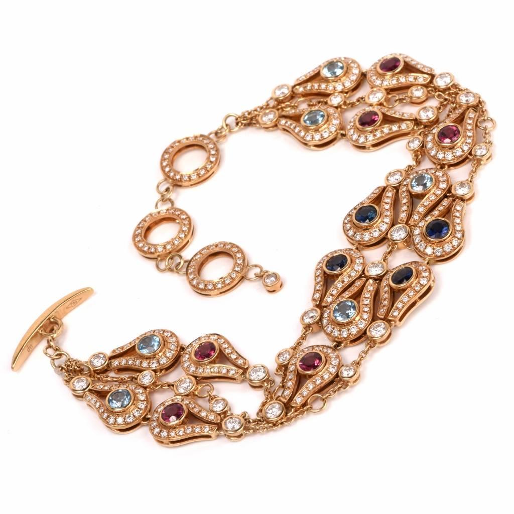 Modern Di Modolo Milano Fiamma Multi Stone Gold Bracelet