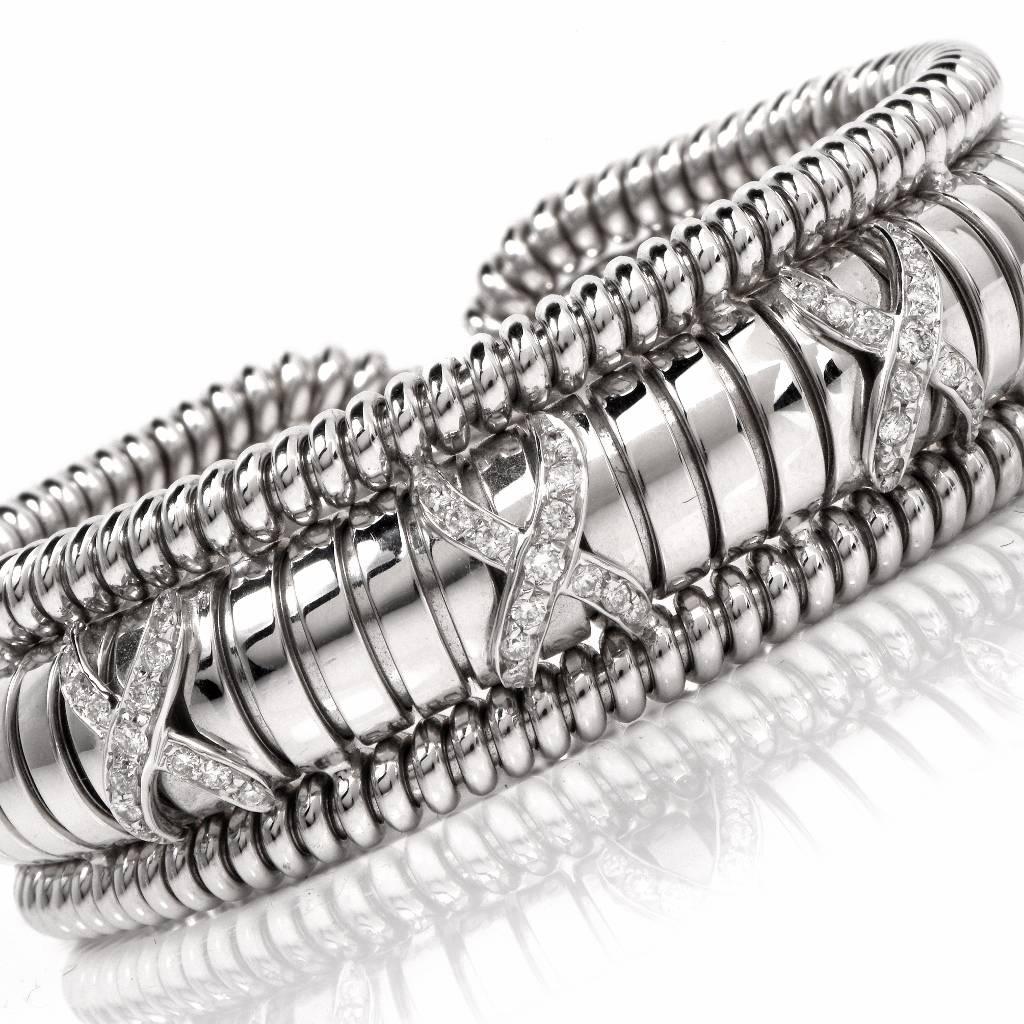 Modern Diamond Gold Snake Cuff Bangle Bracelet  1