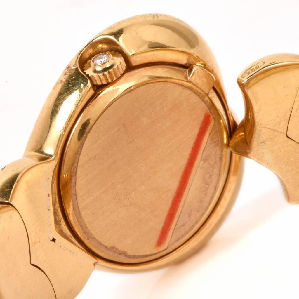 Ladies Yellow Gold Diamond Ruby Heart-Shaped Quartz Bracelet Wristwatch 2