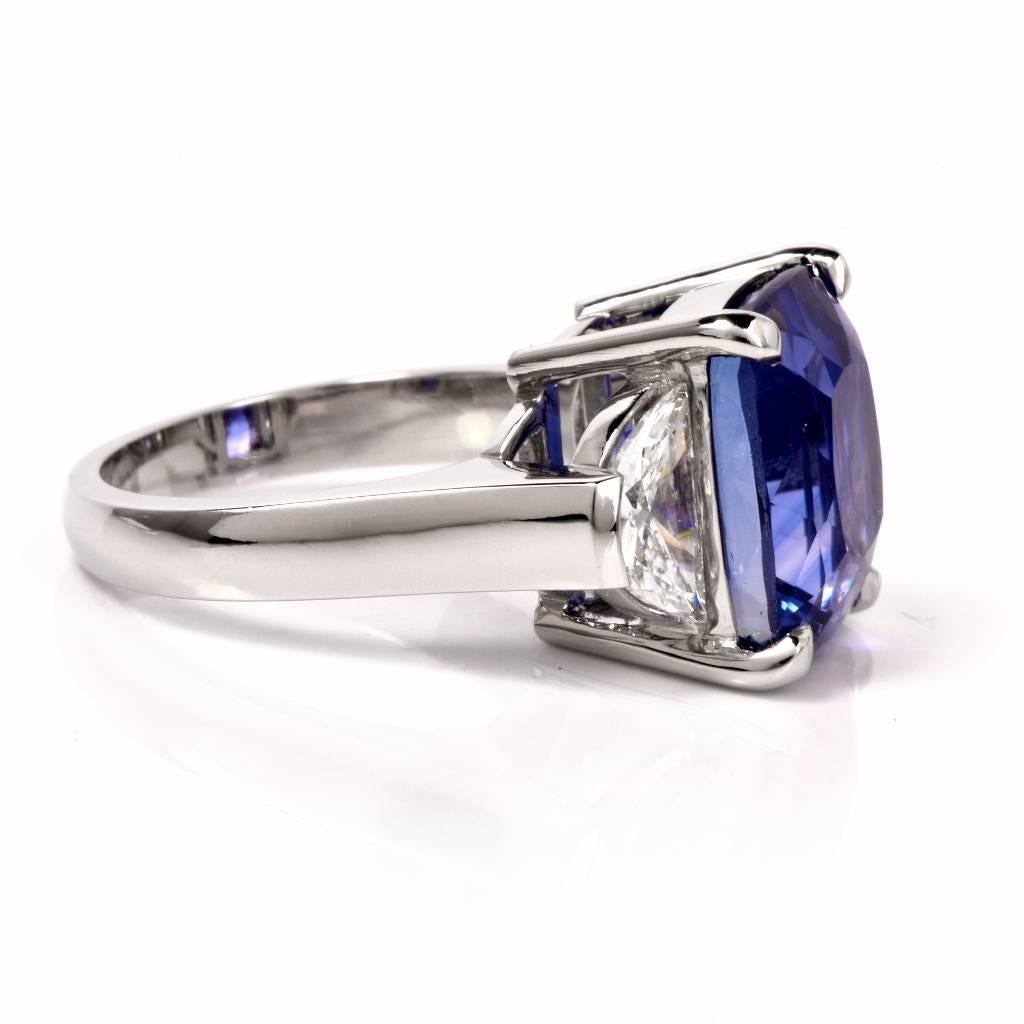Stunning Rare Large No Heat AGL Cert Natural Ceylon Sapphire Platinum Ring In New Condition In Miami, FL