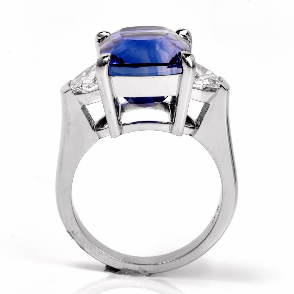 Modern Stunning Rare Large No Heat AGL Cert Natural Ceylon Sapphire Platinum Ring