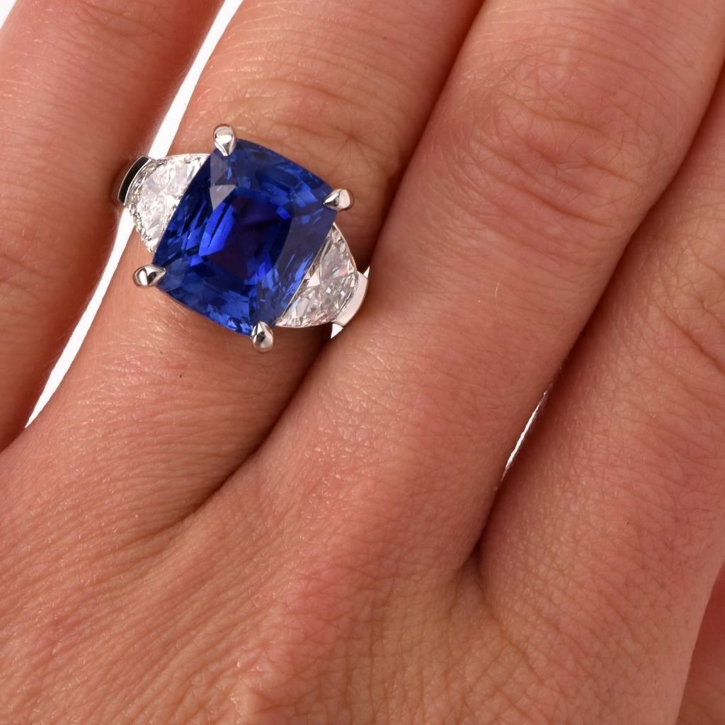 Stunning Rare Large No Heat AGL Cert Natural Ceylon Sapphire Platinum Ring 2