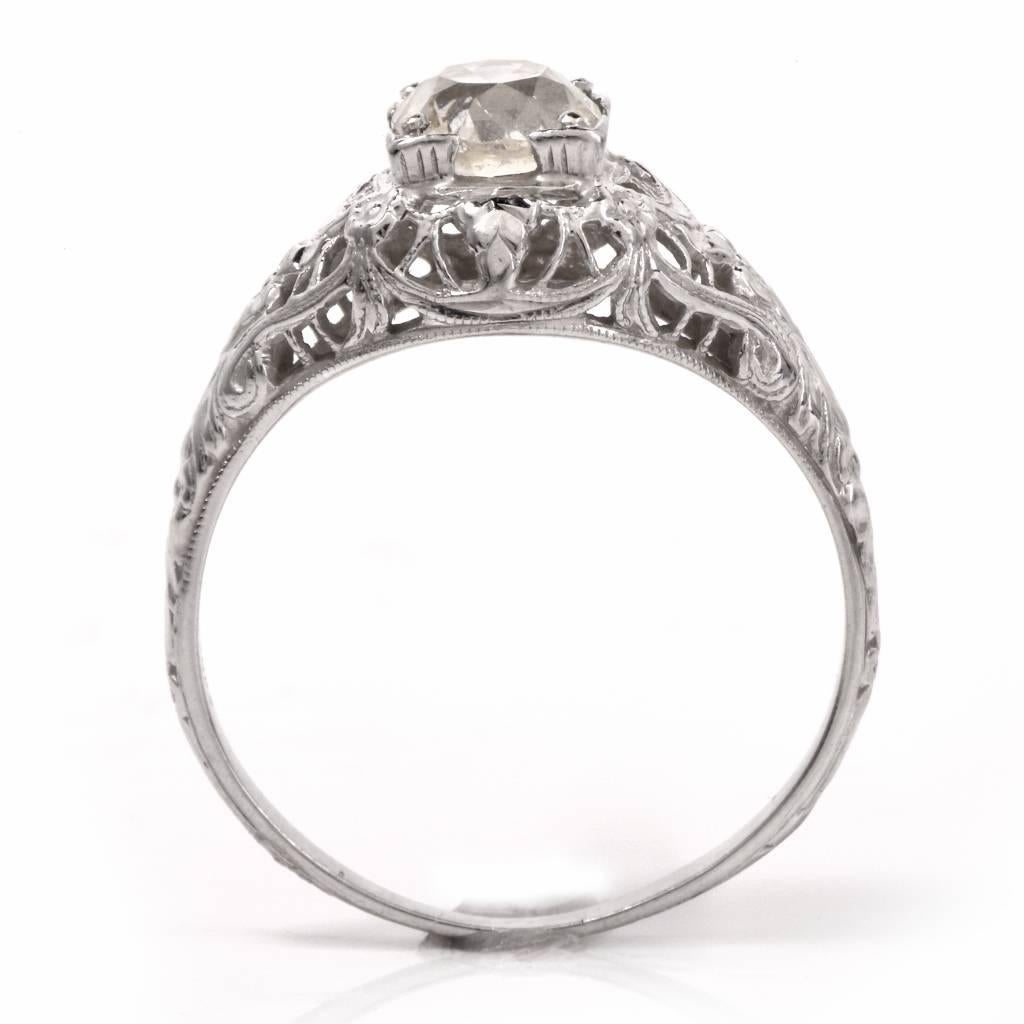 Women's Diamond Gold Filigree Engagement Ring
