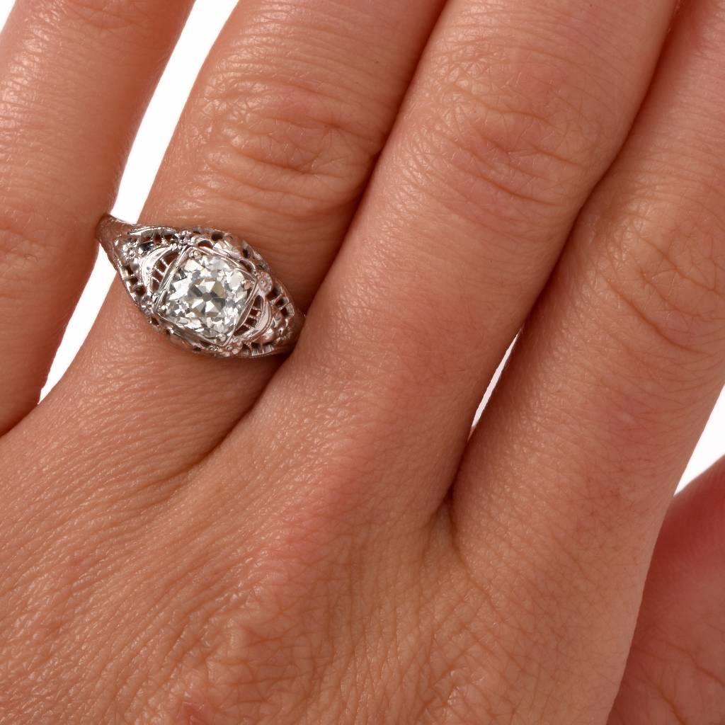 Diamond Gold Filigree Engagement Ring 1