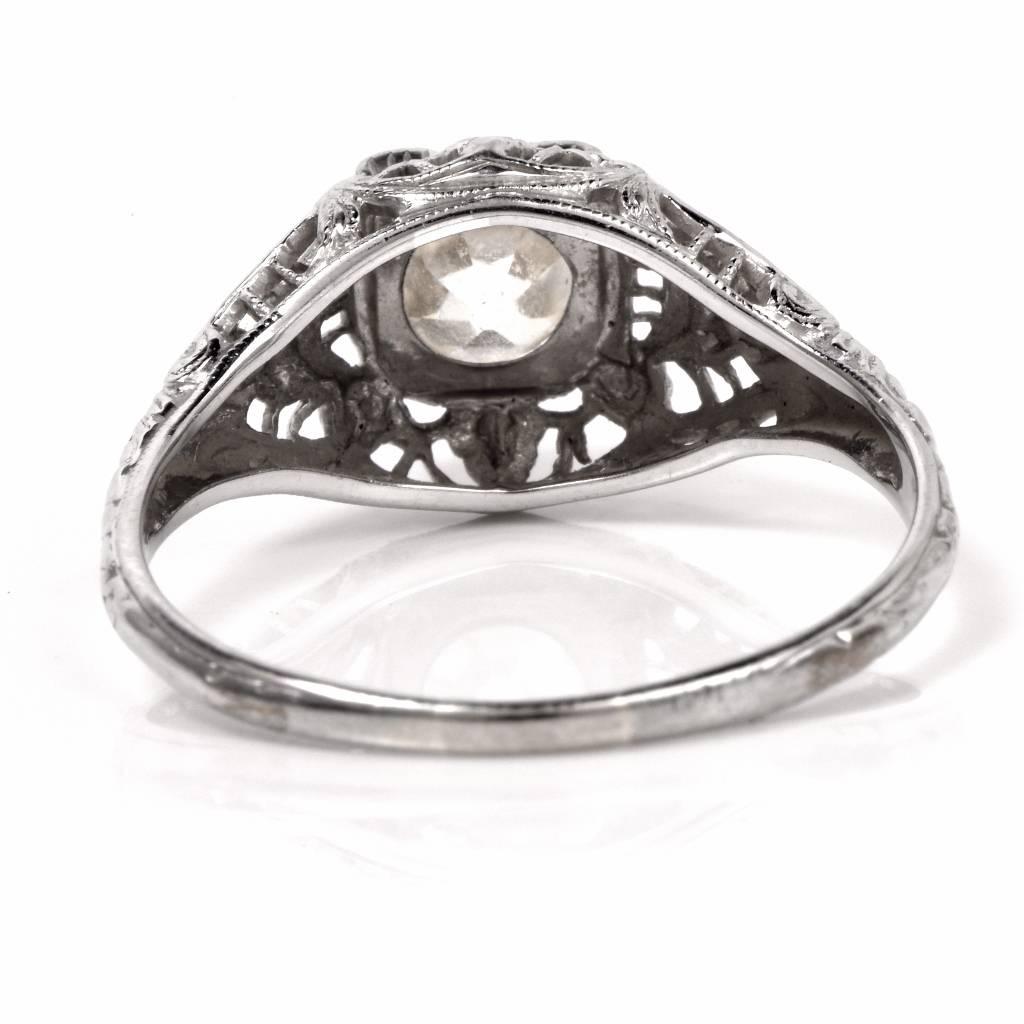 Diamond Gold Filigree Engagement Ring 2