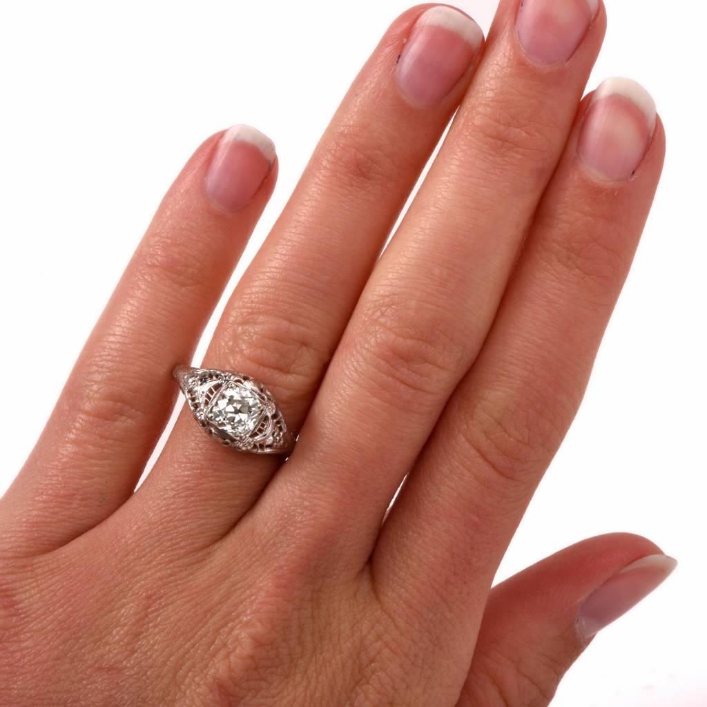 Diamond Gold Filigree Engagement Ring 3