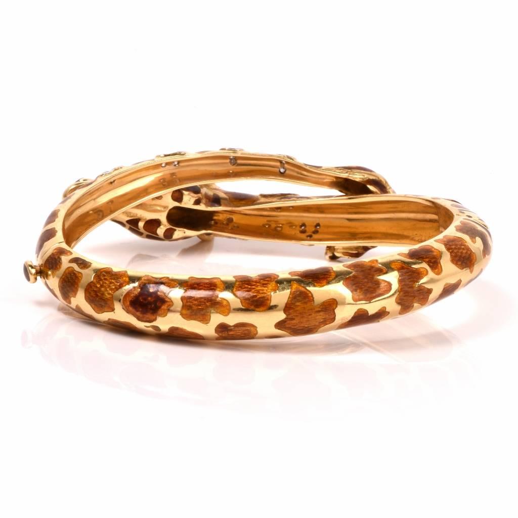 Women's Diamond Enameled Gold Giraffe Bracelet