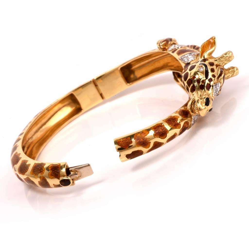 Diamond Enameled Gold Giraffe Bracelet 1