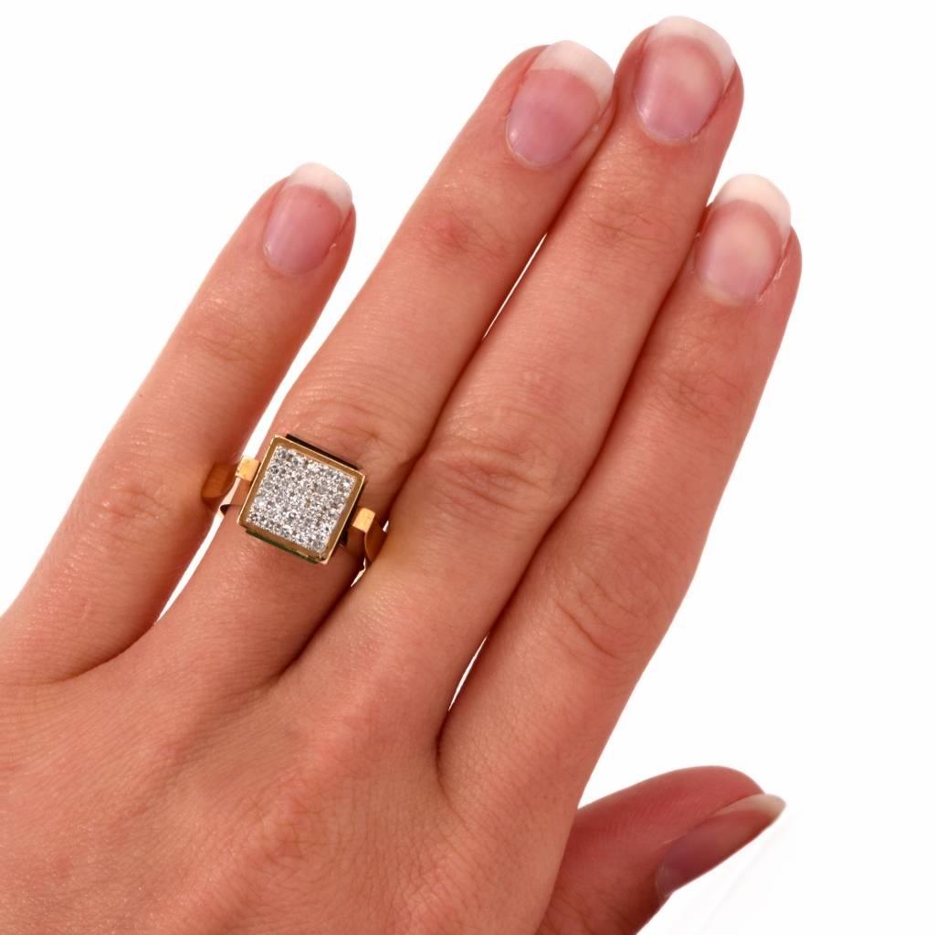 1960s Gem Diamond Gold Dice Ring In Excellent Condition In Miami, FL