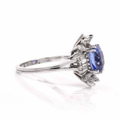 Sapphire Diamond Platinum Ballerina Ring