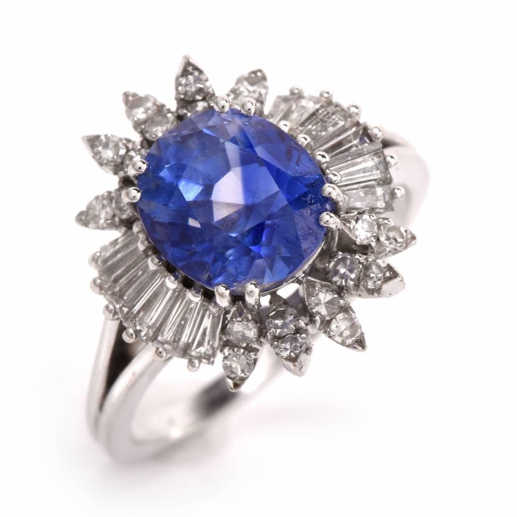 Art Deco Sapphire Diamond Platinum Ballerina Ring