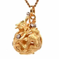 Precious Earth World of Africa Diamond Gold Pendant 