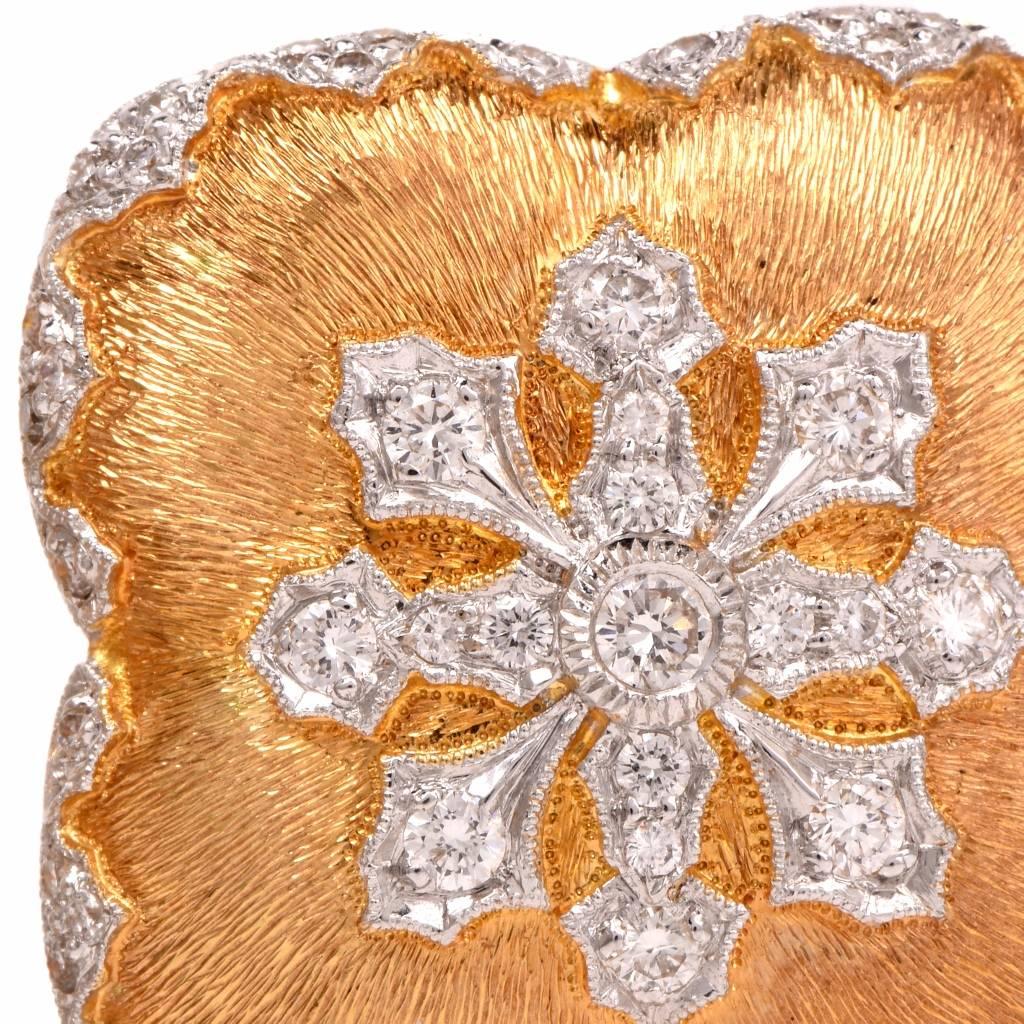Snowflake Diamond Satin Finish Gold Clip-On Earrings 2