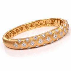 Diamond Satin Finish Gold Bangle Bracelet