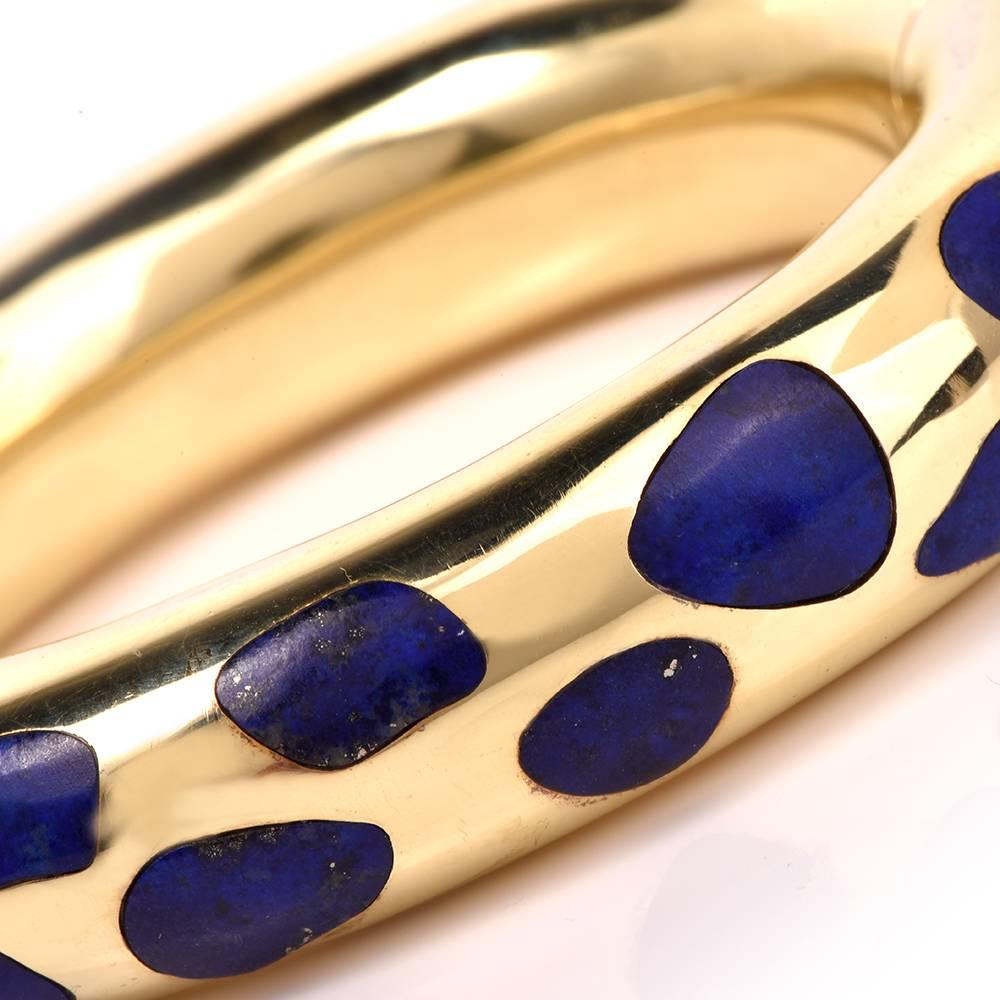 Tiffany & Co. Angela Cummings Lapis Gold Bangle Bracelet In Excellent Condition In Miami, FL