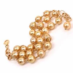Tara Multi-Strand Golden Pearl Diamond Gold Bracelet