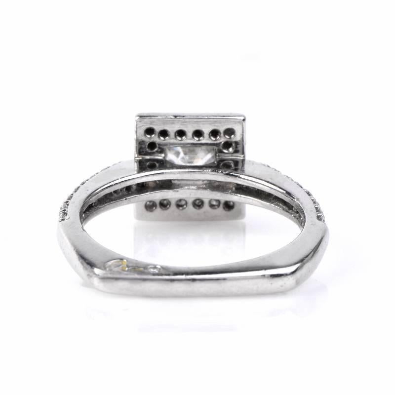 Art Deco .75 Carat GIA Certified Asscher Cut Diamond Platinum Engagement Ring For Sale 1