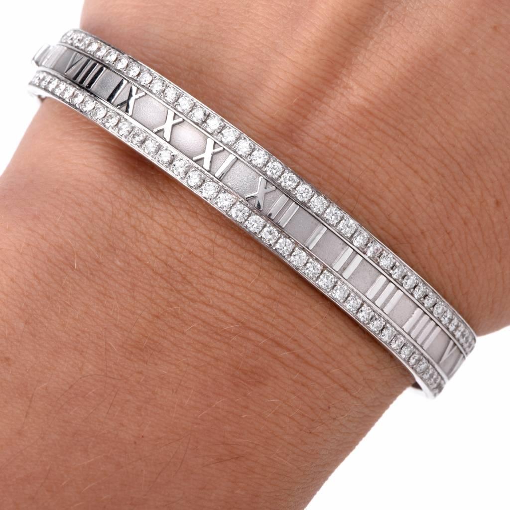 Tiffany & Co. Atlas Collection 2.46 Carats Diamond Gold Bangle Bracelet 2