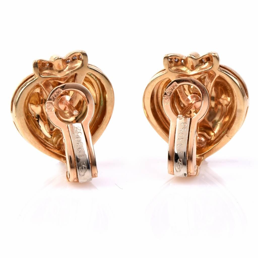 Women's Carrera y Carrera Romeo Juliet Diamond Gold Heart Earrings