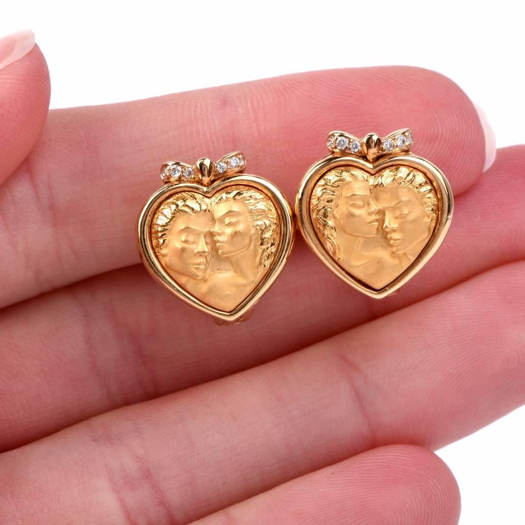 Carrera y Carrera Romeo Juliet Diamond Gold Heart Earrings 1