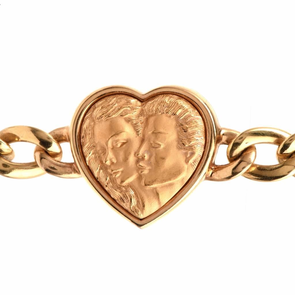 Art Nouveau Carrera y Carrera Romeo Juliet Heart Gold Link Bracelet