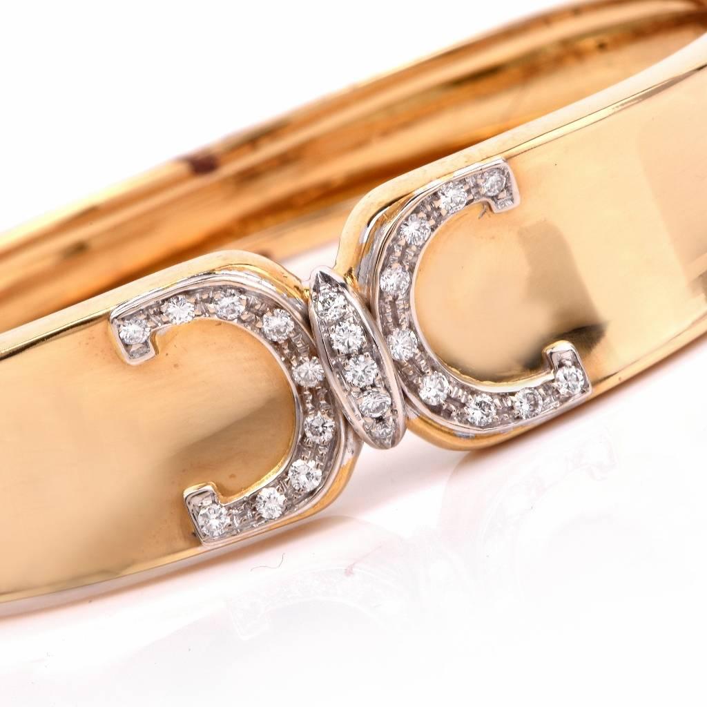 Modern Diamond Gold Bangle Bracelet