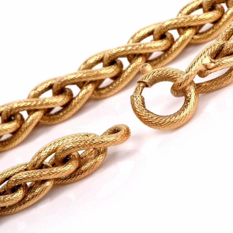 Wheat Braided Gold Long Link Chain Necklace at 1stDibs