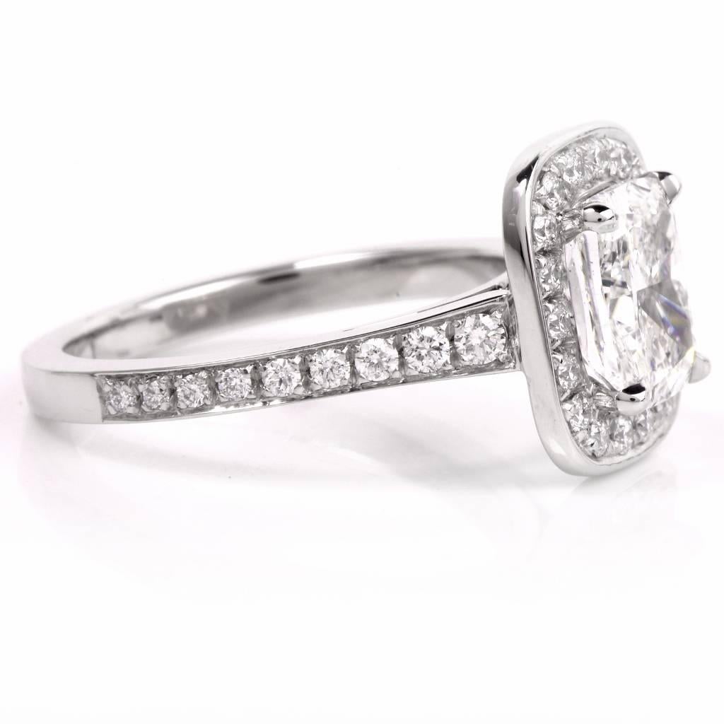 2.02 Carat GIA Cert Halo Cushion Diamond Platinum Engagement Ring In Excellent Condition In Miami, FL