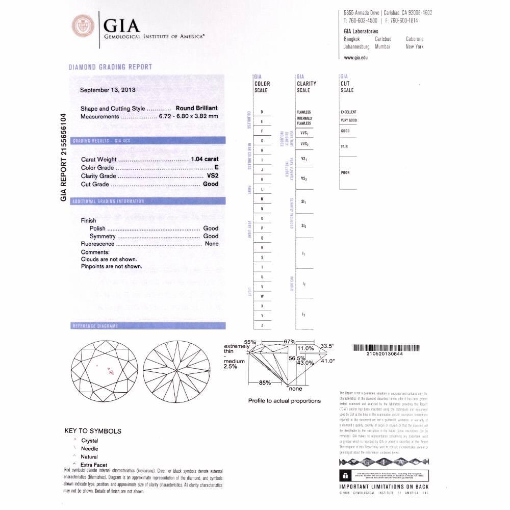 Round Cut GIA 2.13 Carat Extra White E-F, VS2 Diamond  18k Gold Stud Earrings