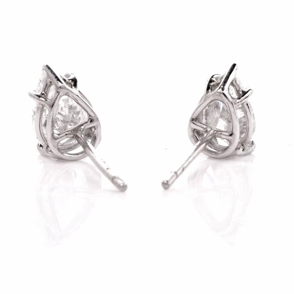 Women's  Pear Diamond Stud Platinum Earrings