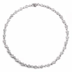 Antique 8.16 Diamond Platinum Leaf Motif Choker Necklace