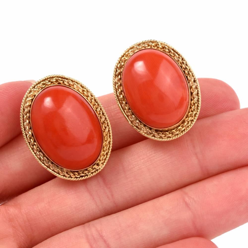 Retro Natural Coral Clip-on Earrings 1