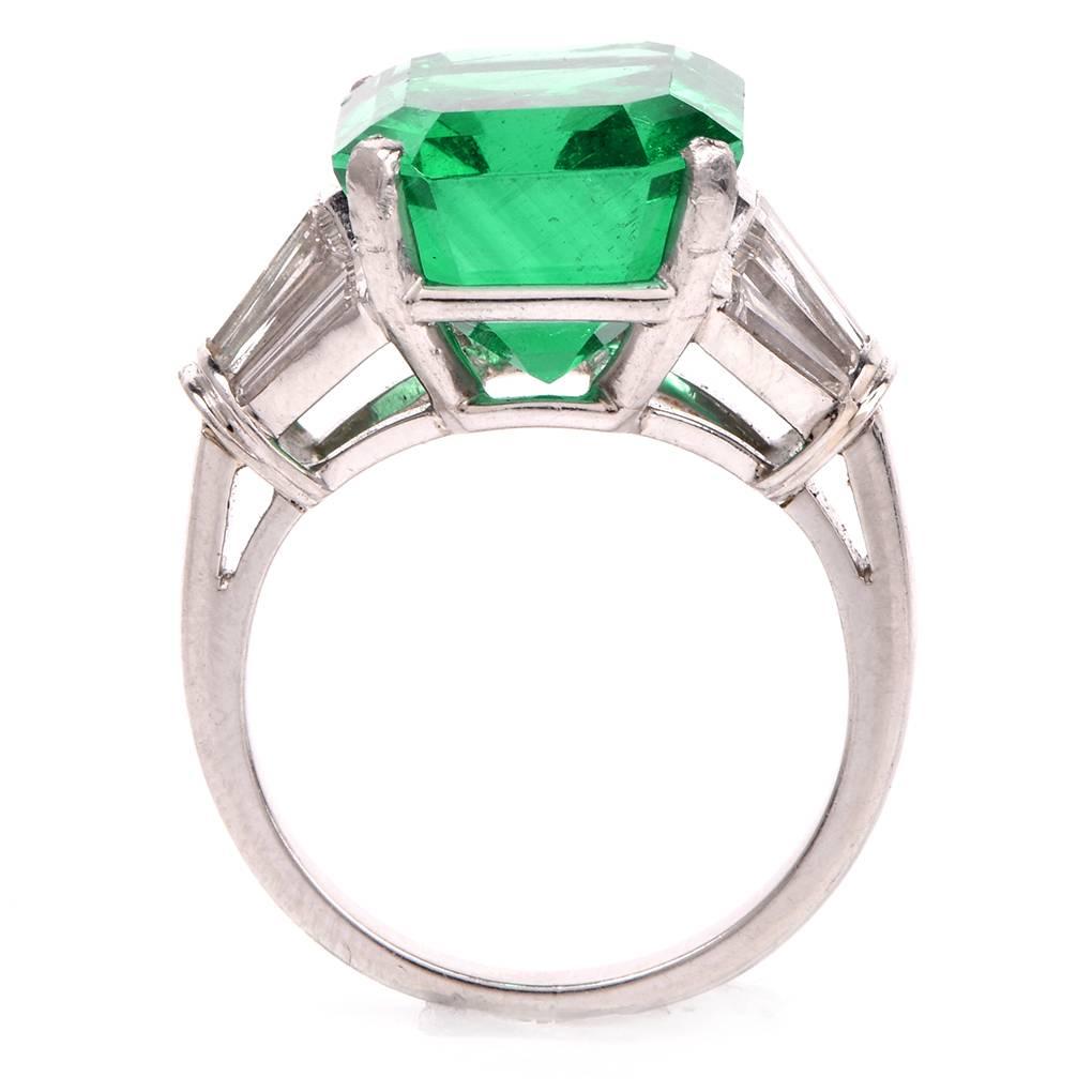 1960s Stunning Colombian GIA Certified 10.95 carat Emerald Diamond Ring ...