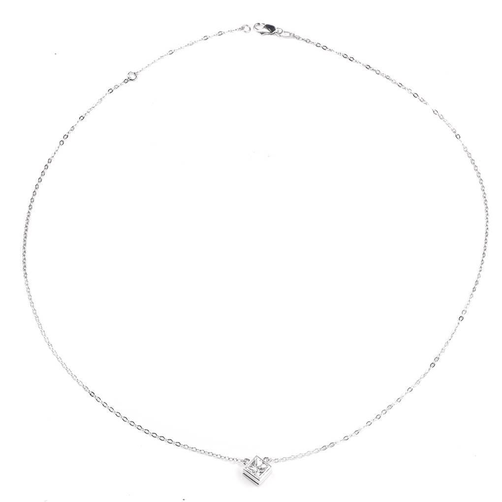 GIA 1.00 Carat Square Diamond Platinum Pendant Necklace For Sale at 1stdibs