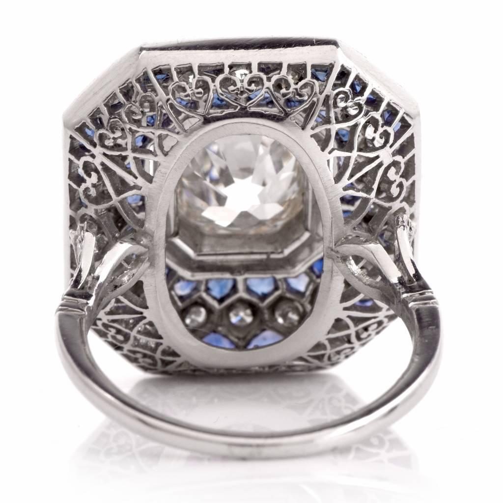 Women's Sapphire Diamond Platinum Engagement Ring