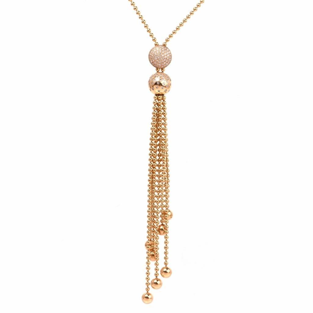 Cartier Draperie Diamond Gold Long Tassel Lariat Chain Necklace In Excellent Condition In Miami, FL