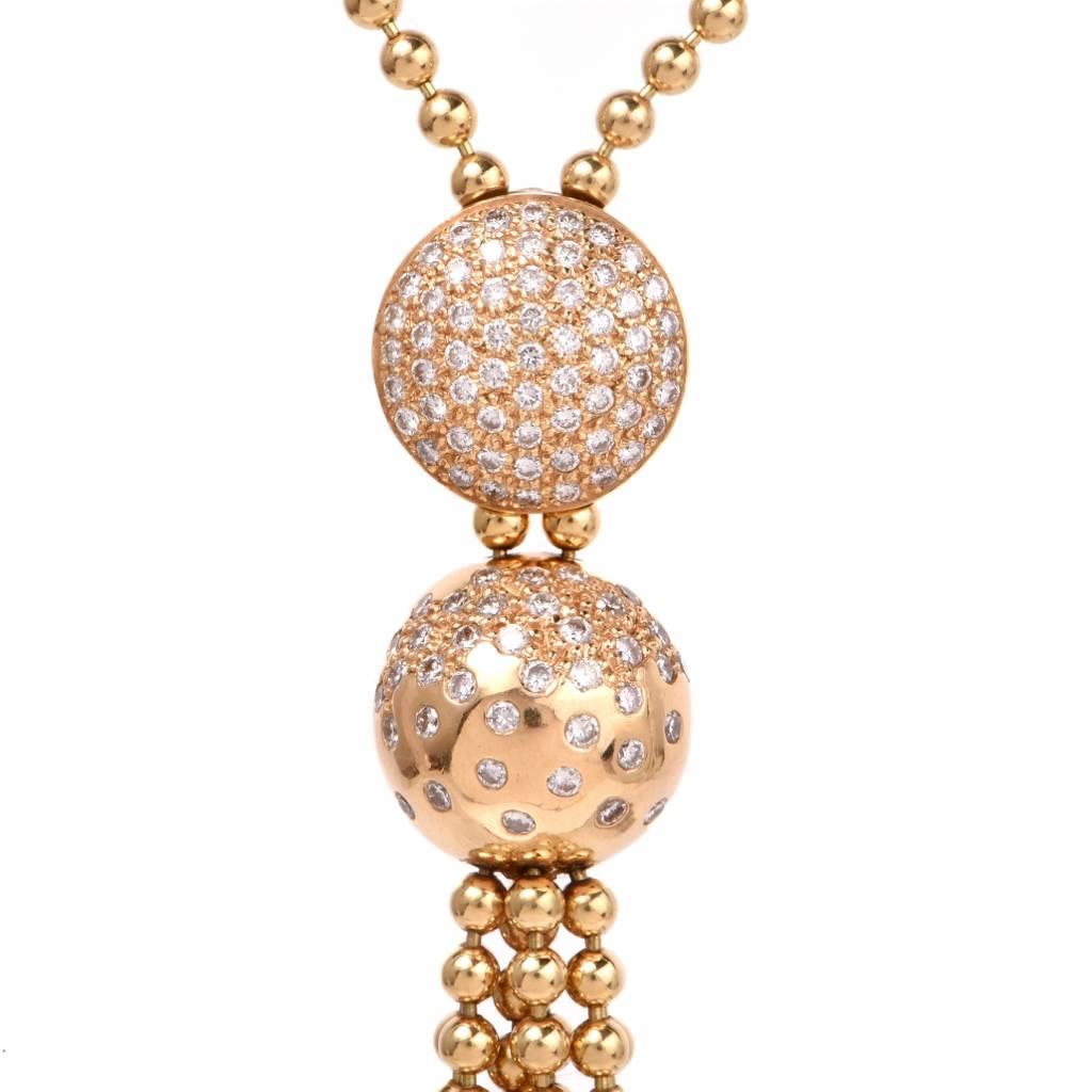 Women's Cartier Draperie Diamond Gold Long Tassel Lariat Chain Necklace
