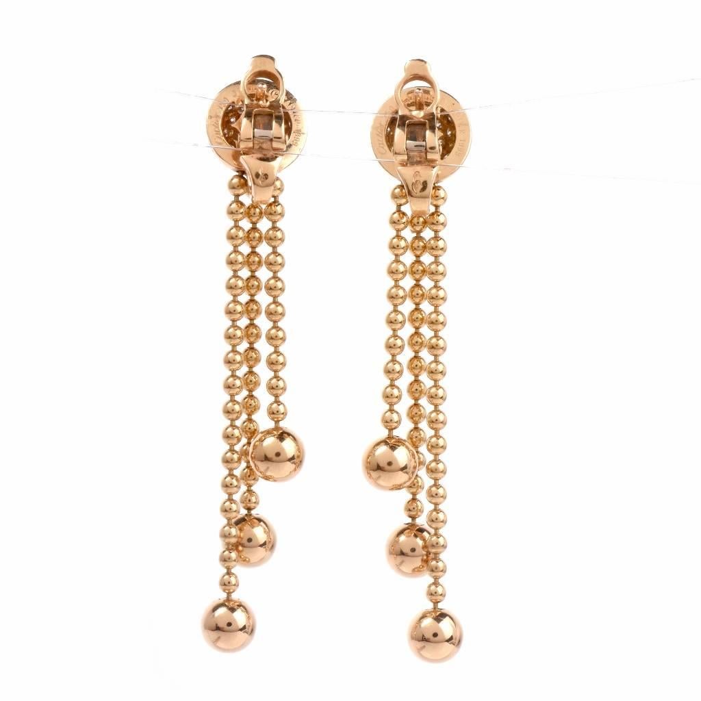 Cartier France Draperie Diamond Gold Dangle Drop Tassel Earrings  In Excellent Condition In Miami, FL