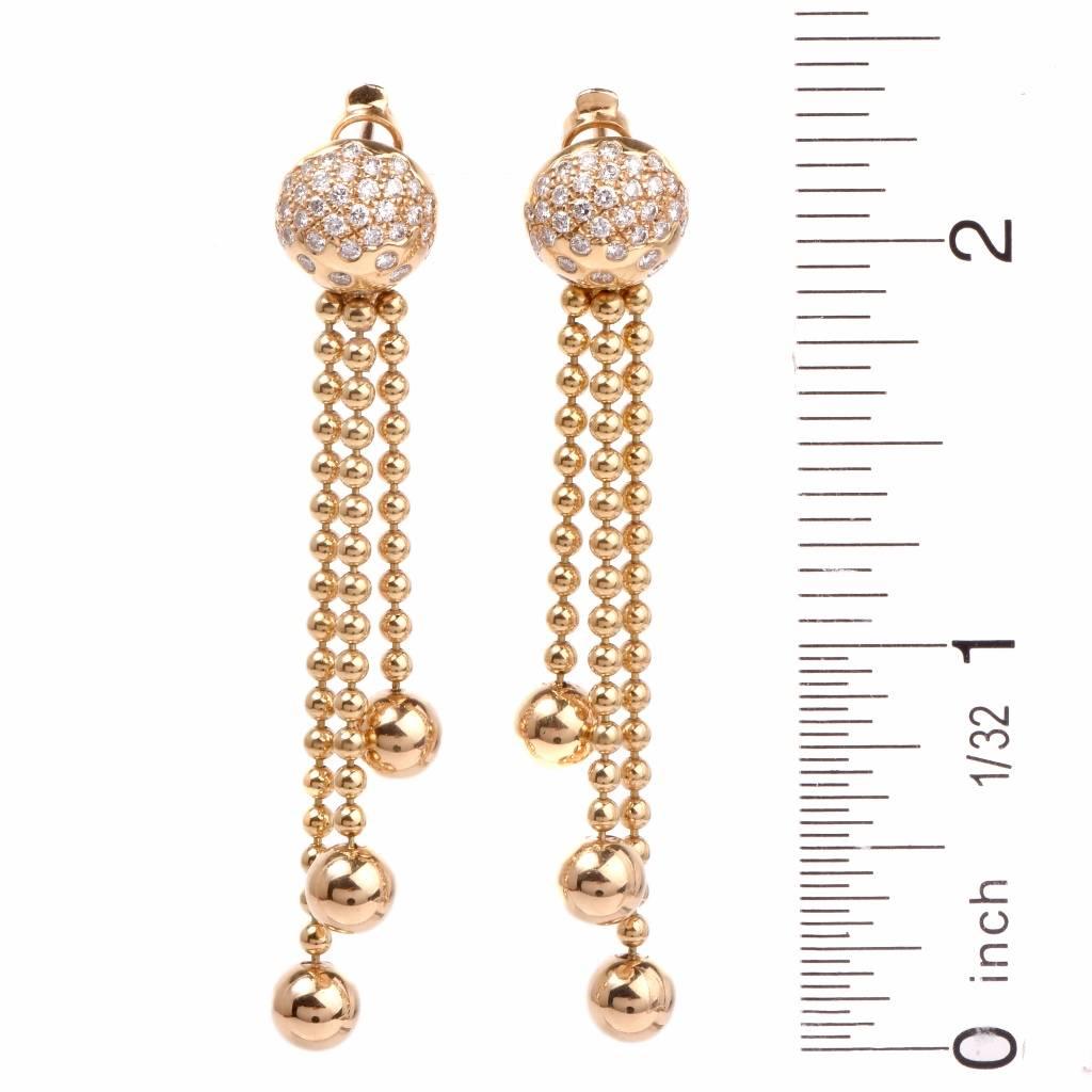 Cartier France Draperie Diamond Gold Dangle Drop Tassel Earrings  1