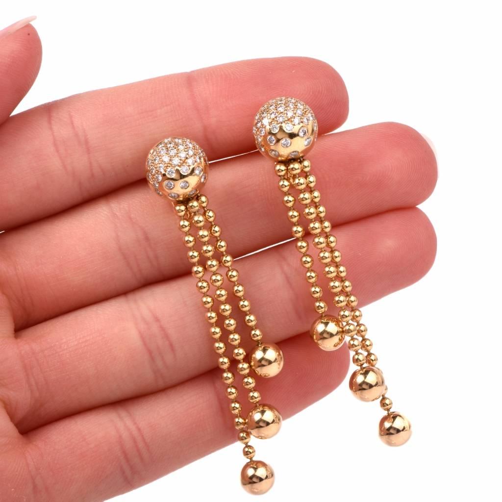 Cartier France Draperie Diamond Gold Dangle Drop Tassel Earrings  2