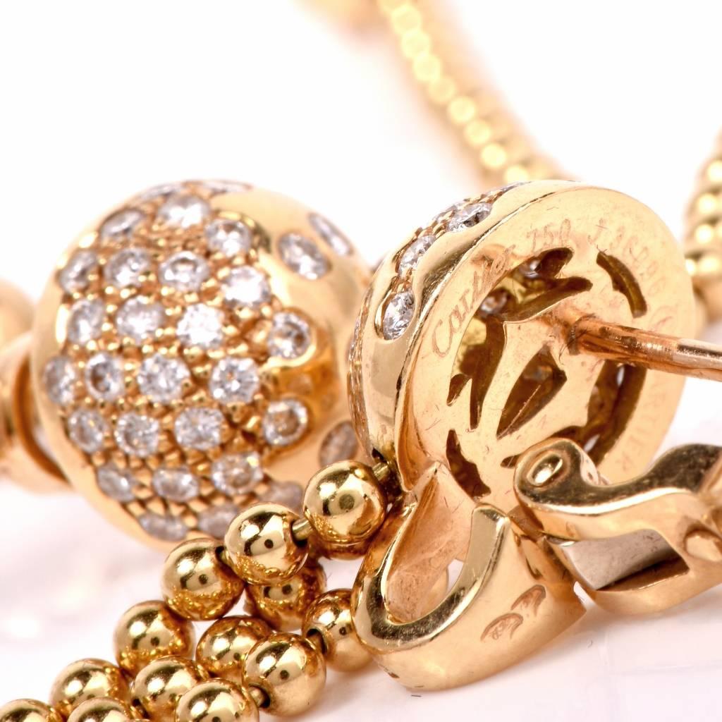 Cartier France Draperie Diamond Gold Dangle Drop Tassel Earrings  3