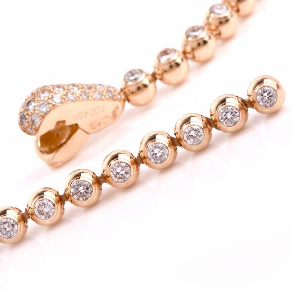 Cartier France Perles De Diamants 4.72 Carats Diamonds Gold Necklace In Excellent Condition In Miami, FL